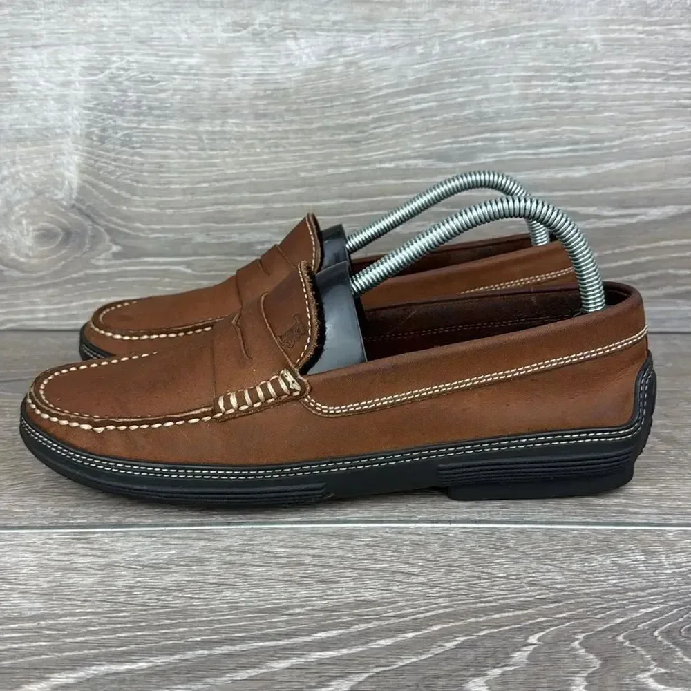 Tod’s Slip On Brown Leather Men’s Sz 7 Vibram Sole Penny Loafers